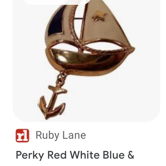 Vintage Large Nautical Brooch Pin Enamel Sailboat Ship Boat Red Blue Gold Tone - Picture 8 of 8